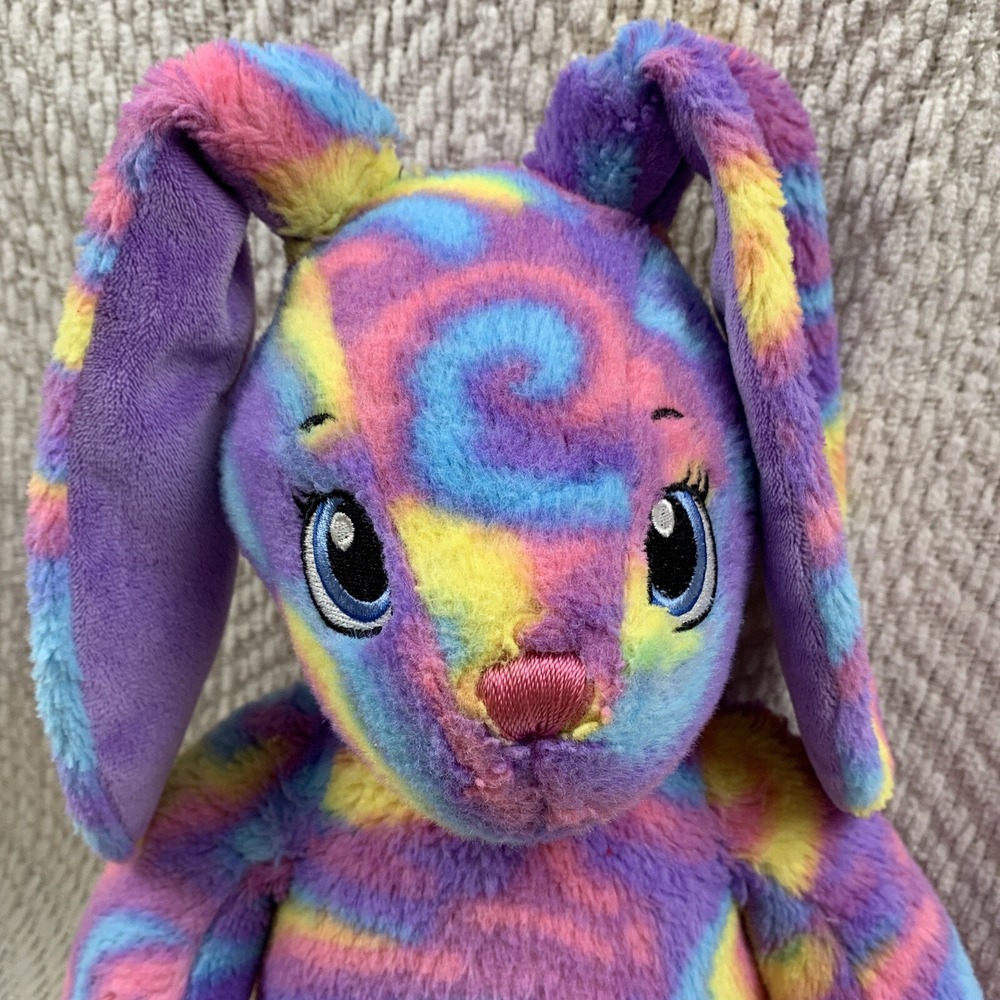 Build a Bear Bunny Rabbit Plush Stuffed Animal Rainbow Tie Dye Colorful‎ Pastel - Picture 2 of 14